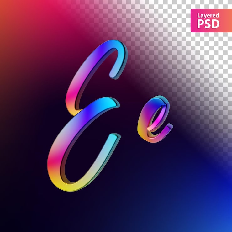 Bezpłatny plik PSD 3d kaligraficzna litera kolor tęczy