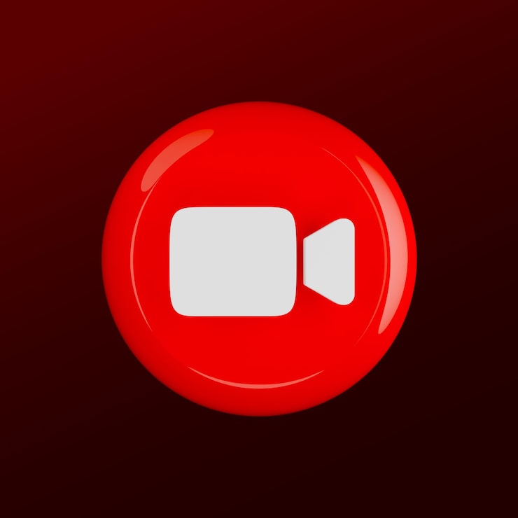 Bezpłatny plik PSD czerwony przycisk 3d z ikoną kamery wideo
