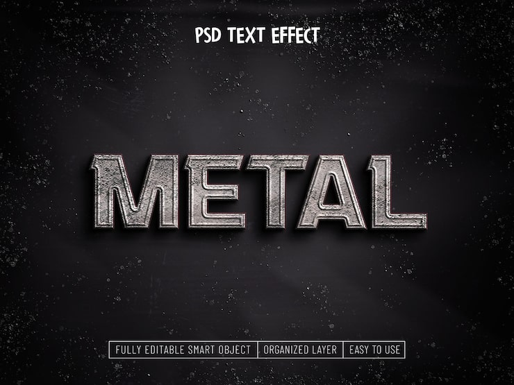 Bezpłatny plik PSD efekt metalicznego tekstu