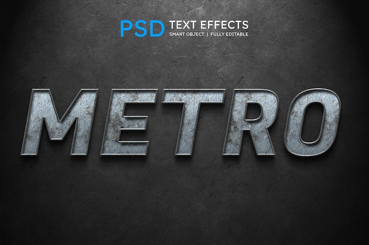 Bezpłatny plik PSD efekt stylu tekstu metro