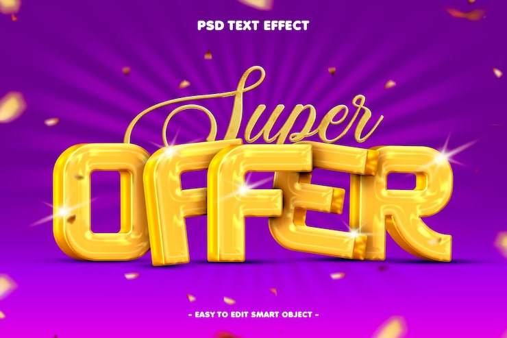Bezpłatny plik PSD efekt tekstu edytowalnego super offer