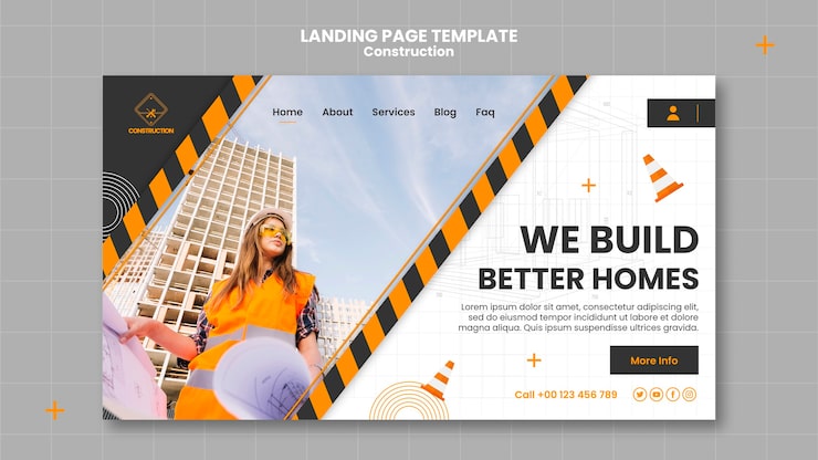 Bezpłatny plik PSD flat design construction template