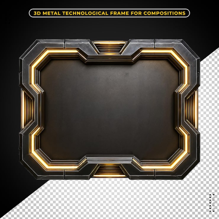Bezpłatny plik PSD neonowo żółty metalowy panel technologiczny 3d do kompozycji