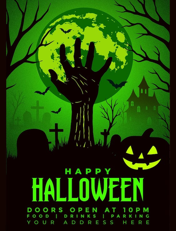 Bezpłatny plik PSD plakat wydarzenia: straszna noc halloween