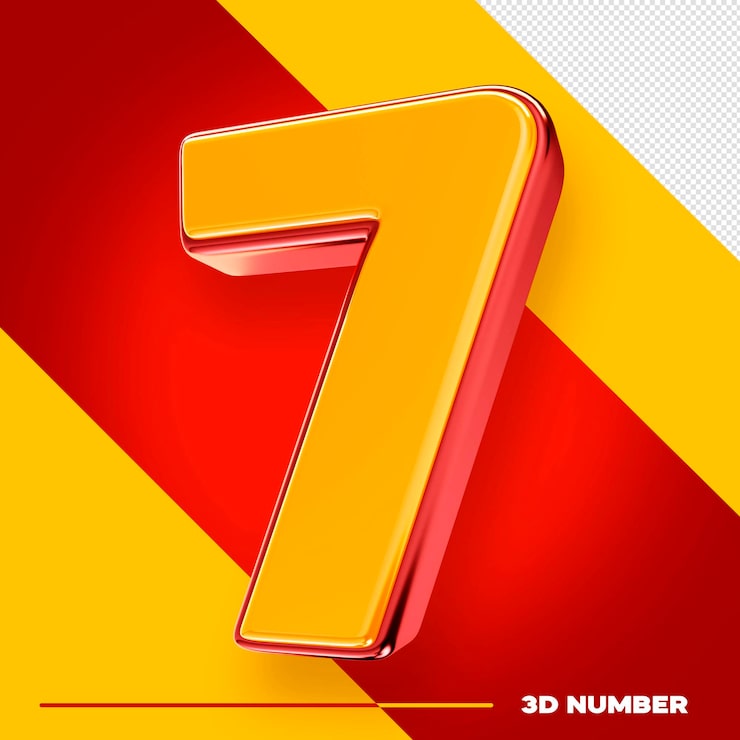 Bezpłatny plik PSD pojedyncze numery 3d dla kompozycji numer 7