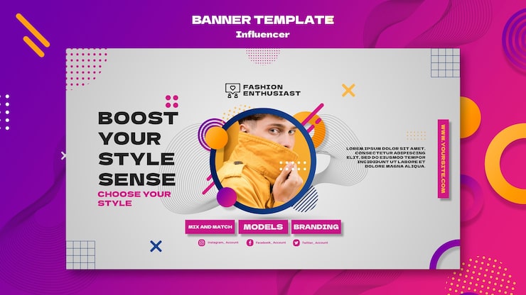 Bezpłatny plik PSD szablon bannera poziomego influencer