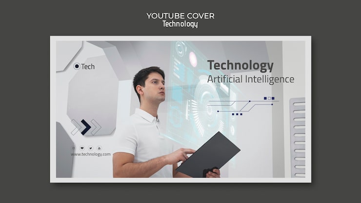 Bezpłatny plik PSD szablon okładki youtube innowacji technologicznej