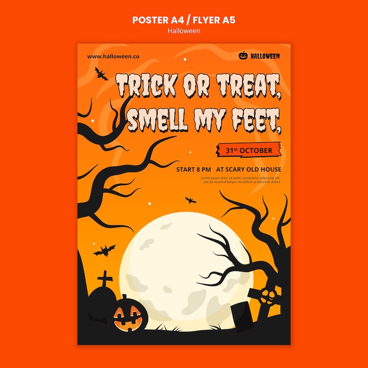 Bezpłatny plik PSD szablon plakatów na święto halloween
