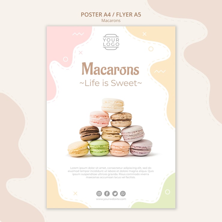 Bezpłatny plik PSD szablon plakatu piramidy macarons