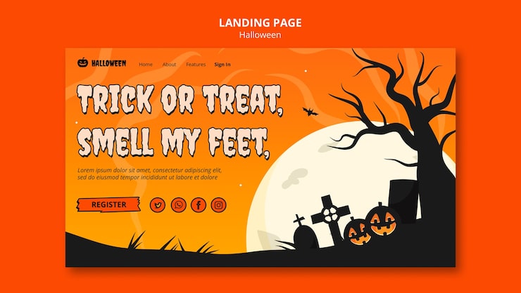 Bezpłatny plik PSD szablon strony docelowej na halloween