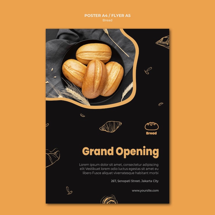 Bezpłatny plik PSD szablon ulotki sklepu chlebowego