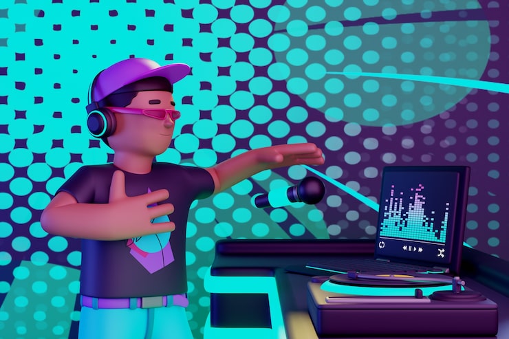 Bezpłatny plik PSD widok 3d postaci dj