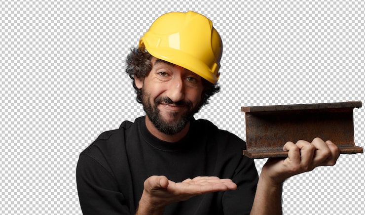 Bezpłatny plik PSD young bearded crazy worker man with helmet