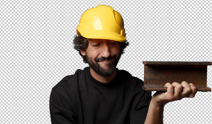 Bezpłatny plik PSD young bearded crazy worker man with helmet