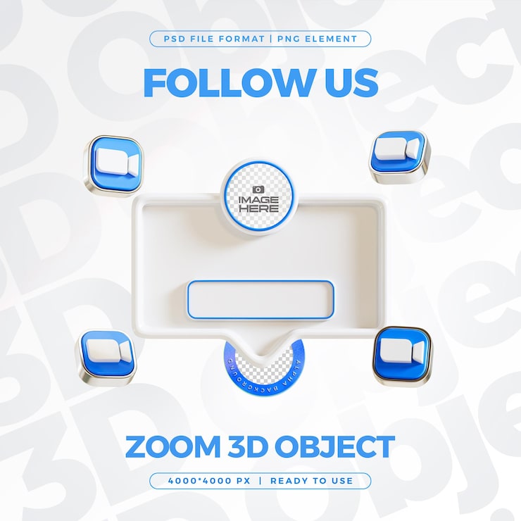 Bezpłatny plik PSD zoom dołącz teraz banner element icon isolated 3d render