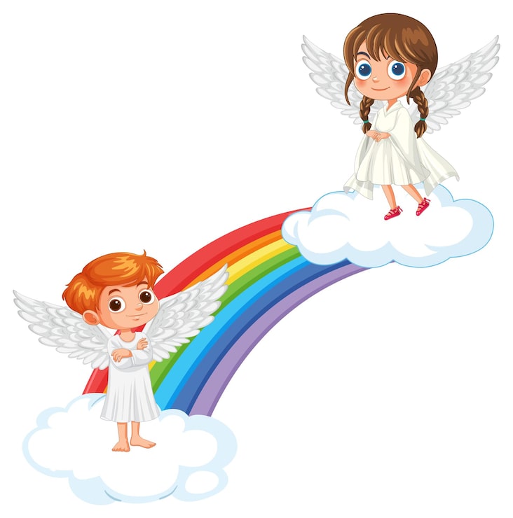 Bezpłatny plik Wektor aniołowie na rainbow bridge