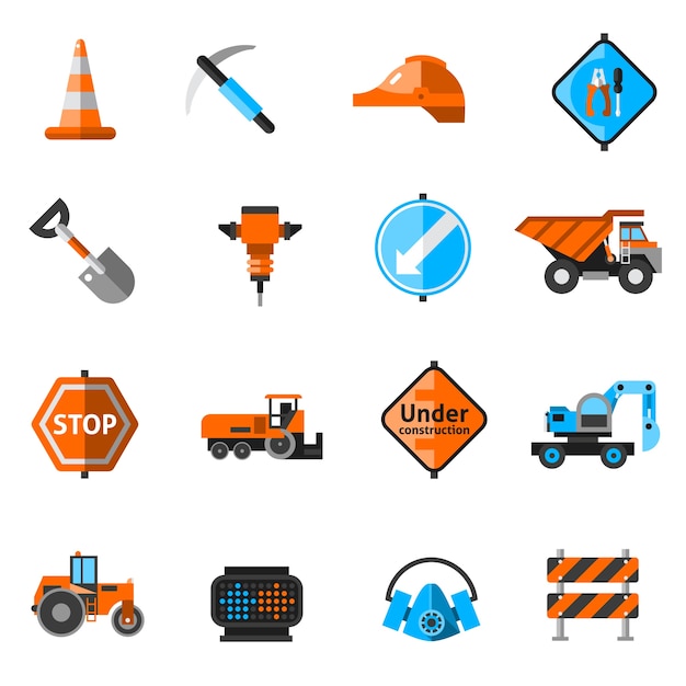 Bezpłatny plik Wektor ikony naprawy dróg