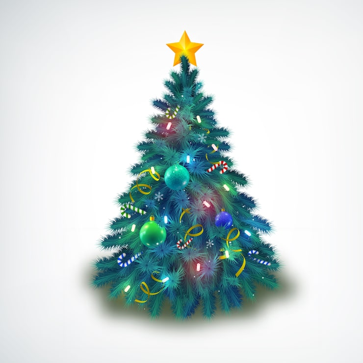 Bezpłatny plik Wektor pięknie ozdobiona baubles i gwiazdy choinka na białym