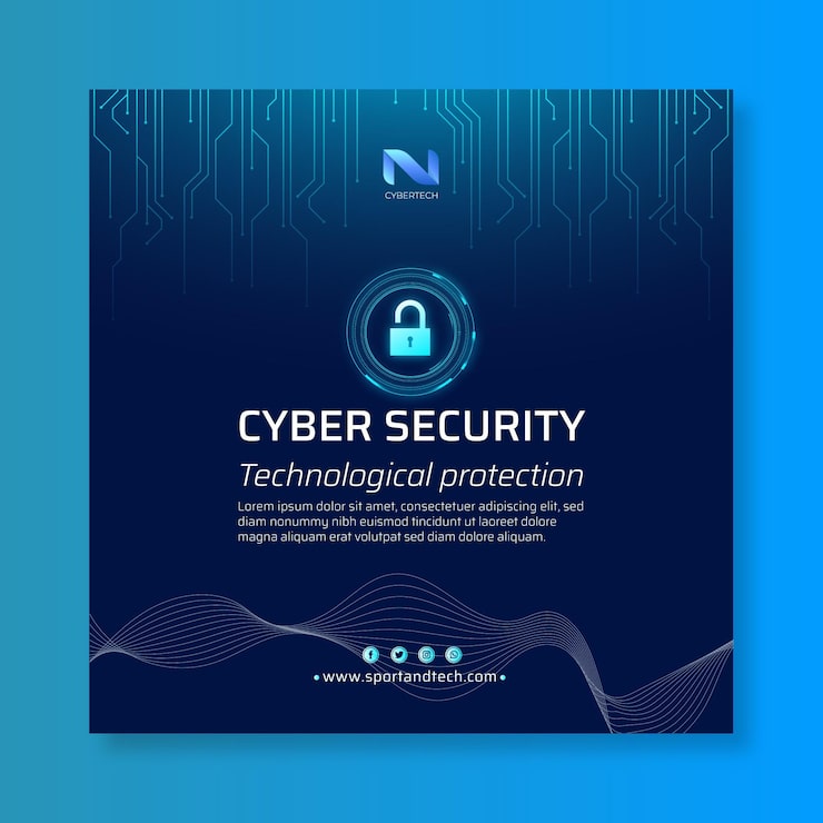 Bezpłatny plik Wektor szablon ulotki cyber security squared