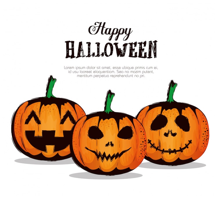 Bezpłatny plik Wektor wesołego halloween z dyniami