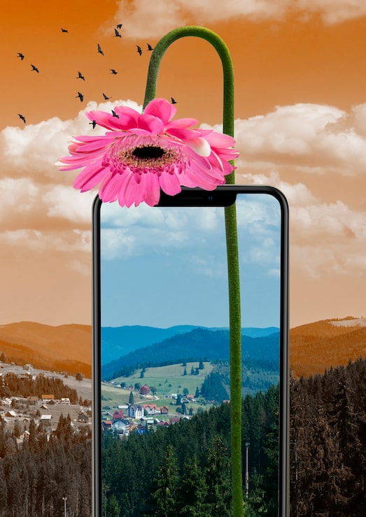Bezpłatny plik Zdjęcie smartfon w koncepcji natury