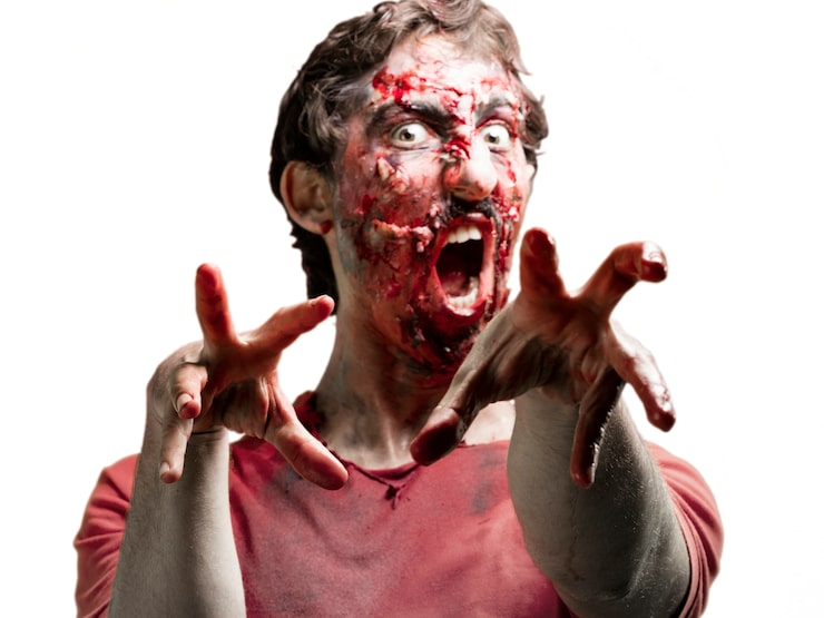 Bezpłatny plik Zdjęcie zombie ręce i twarz pełna krwi