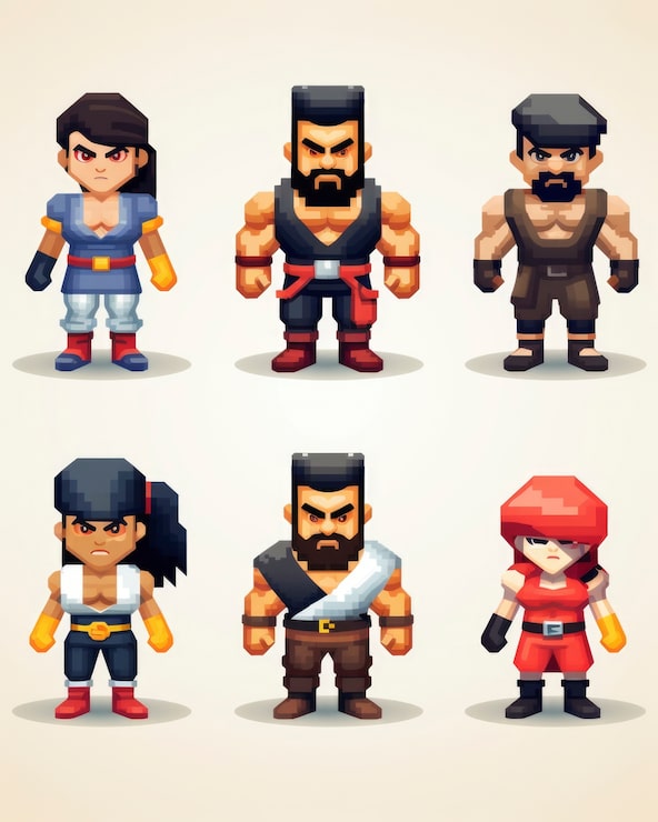 Photo Gratis aset gaming karakter 8-bit