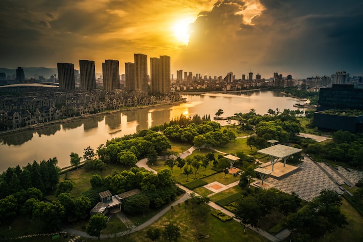 Foto gratuito el atardecer de la ciudad
