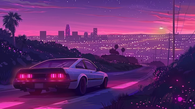 Foto gratuito auto de anime en la ciudad