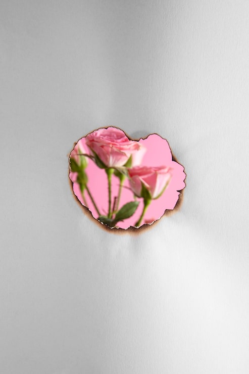 Foto gratuito bodegón de papel quemado con flor rosa