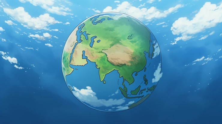 Photo Gratis bumi yang digambarkan dalam gaya anime