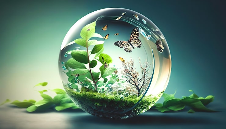 Foto gratuito caída volumétrica con un ecosistema dentro de la ia generativa