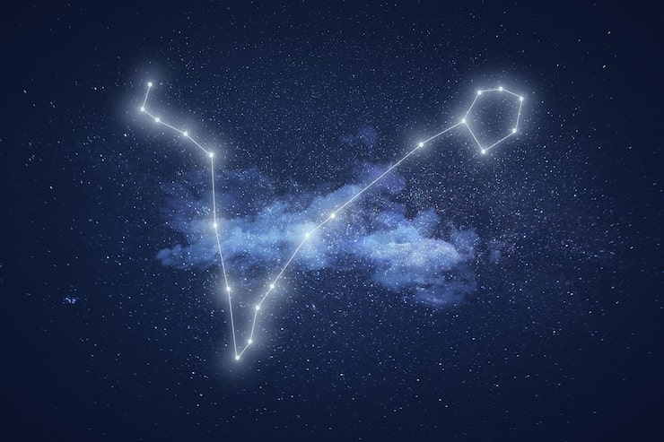 Foto gratuito constelación de signos de piscis con nubes