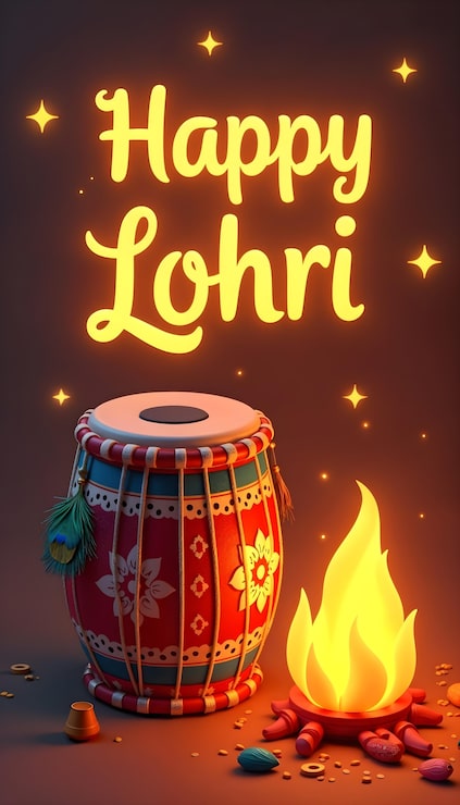 Foto gratuito feliz saludos de lohri 3d