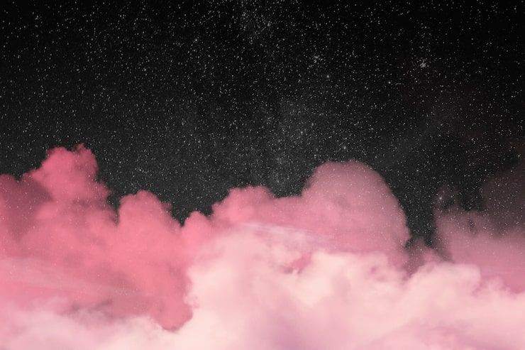 Foto gratuito fondo de la galaxia con nubes rosadas