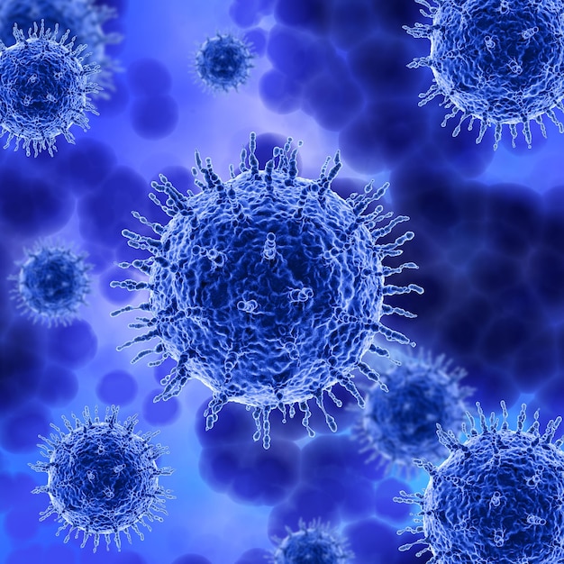 Foto gratuito fondo médico 3d con células de virus abstractos
