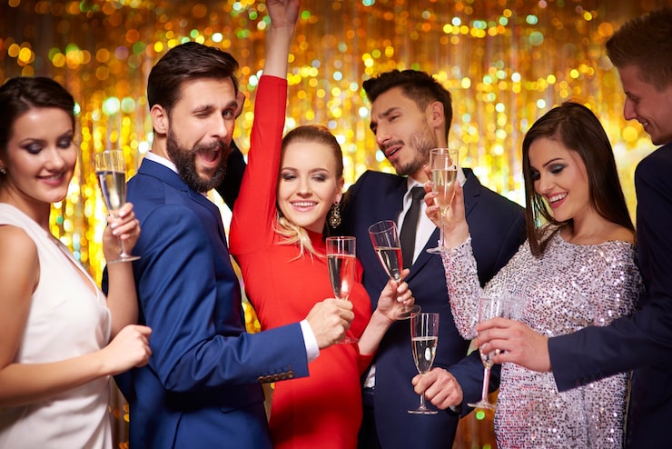 Foto gratuito gente loca bailando en una gran fiesta
