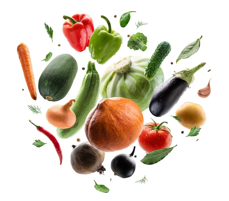 Foto gratuito un gran conjunto de verduras aisladas sobre un fondo blanco