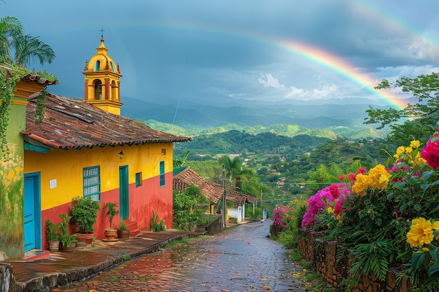 Foto gratuito un hermoso arco iris en la naturaleza