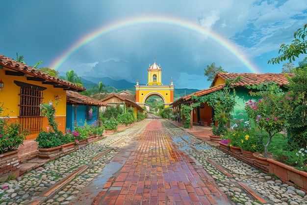Foto gratuito un hermoso arco iris en la naturaleza