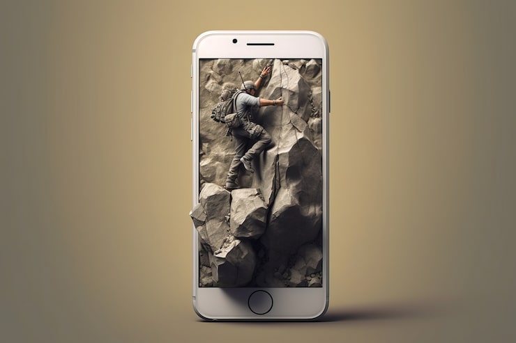 Photo Gratis karakter 3d muncul dari sebuah smartphone