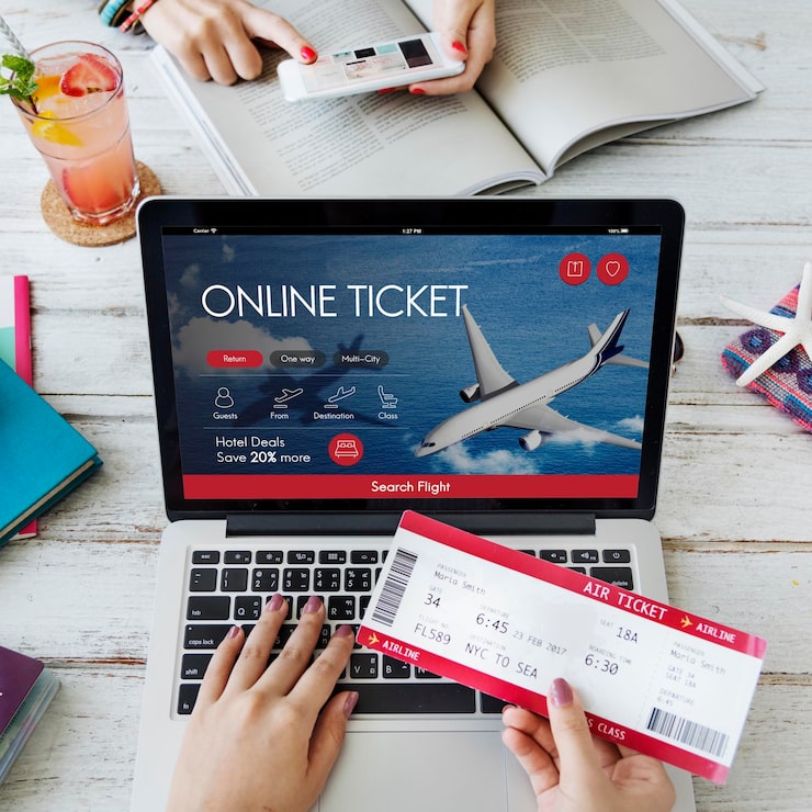 Photo Gratis konsep pemesanan tiket pesawat