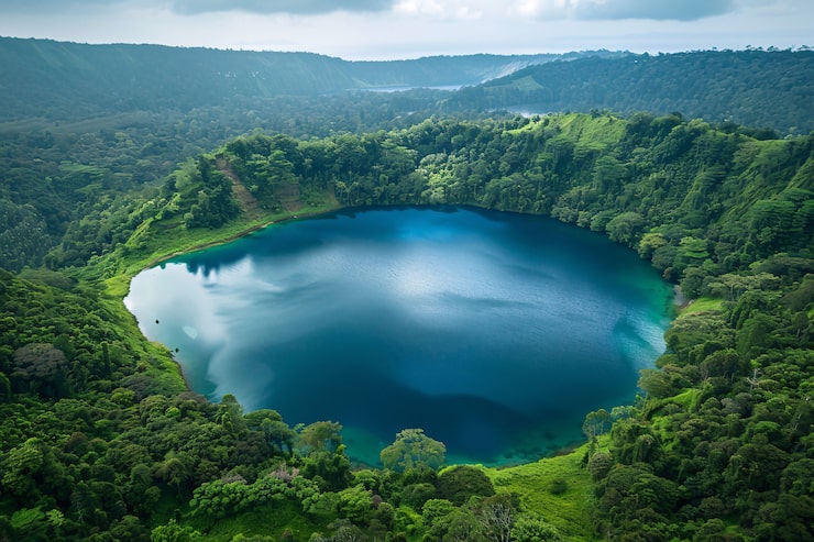 Foto gratuito lago en el cráter volcánico