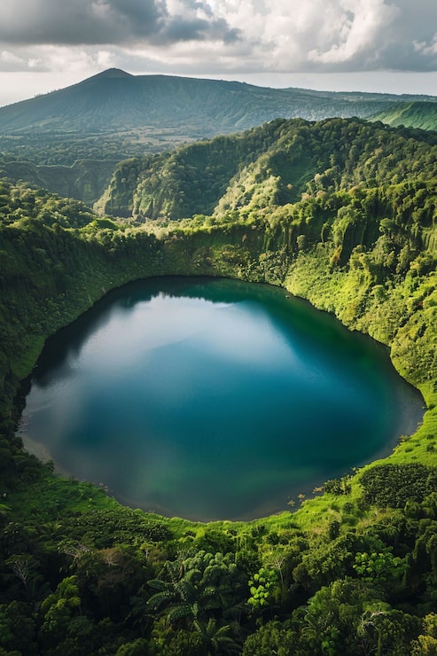 Foto gratuito lago en el cráter volcánico
