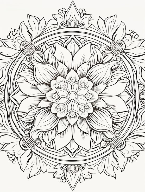 Foto gratuito mandala de arte de línea ilustrada