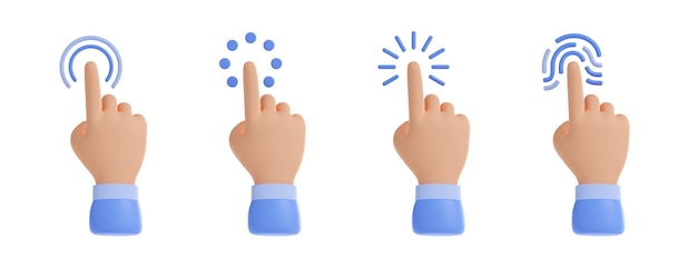 Foto gratuito mano haga clic en el cursor de la computadora icono 3d
