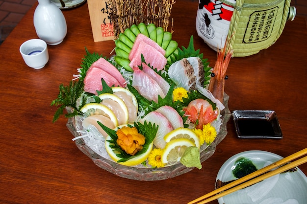 Photo Gratis menu set sashimi ikan mentah