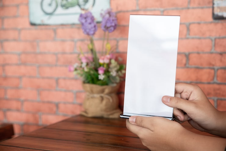Photo Gratis mockup stand menu bingkai kartu tenda