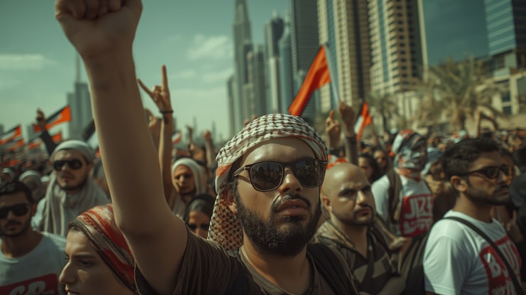 Photo Gratis orang arab berdemonstrasi bersama