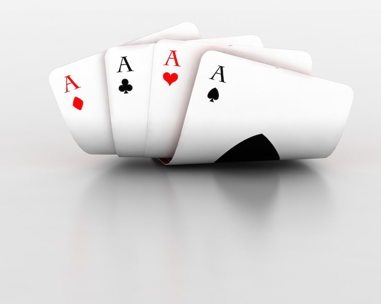 Foto gratuito render 3d de tarjetas de juego de cuatro ases